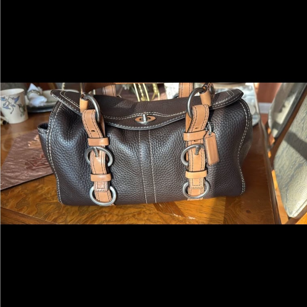 Coach Brown and Tan Leather Satchel